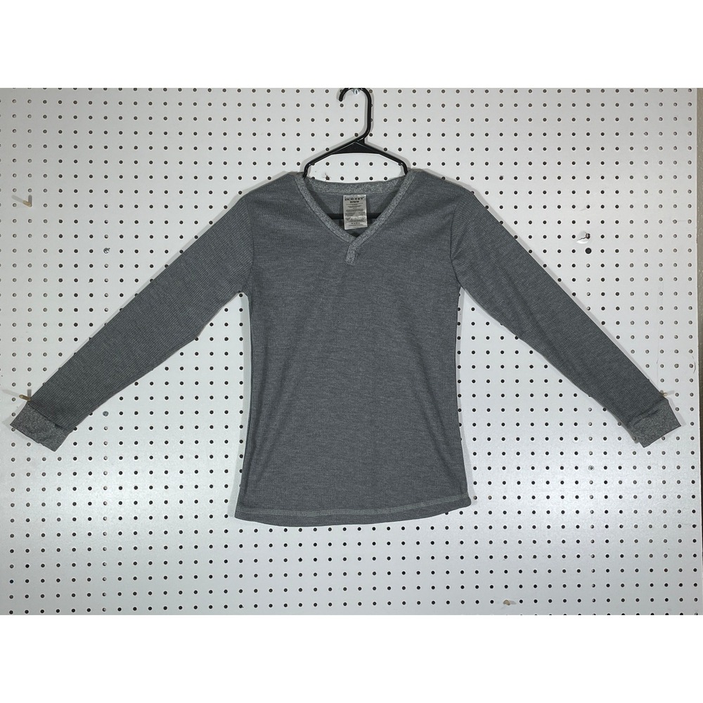 Isotoner Womens Gray Waffle Knit V-Neck Long Sleeve Thermal Top Size Medium